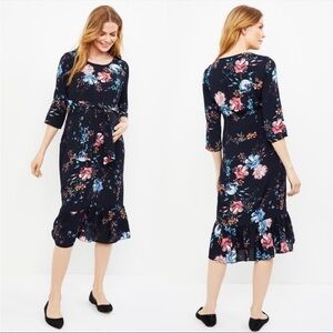 ISABELLA OLIVER GIGI MATERNITY
DRESS Midi Crew Neck Floral